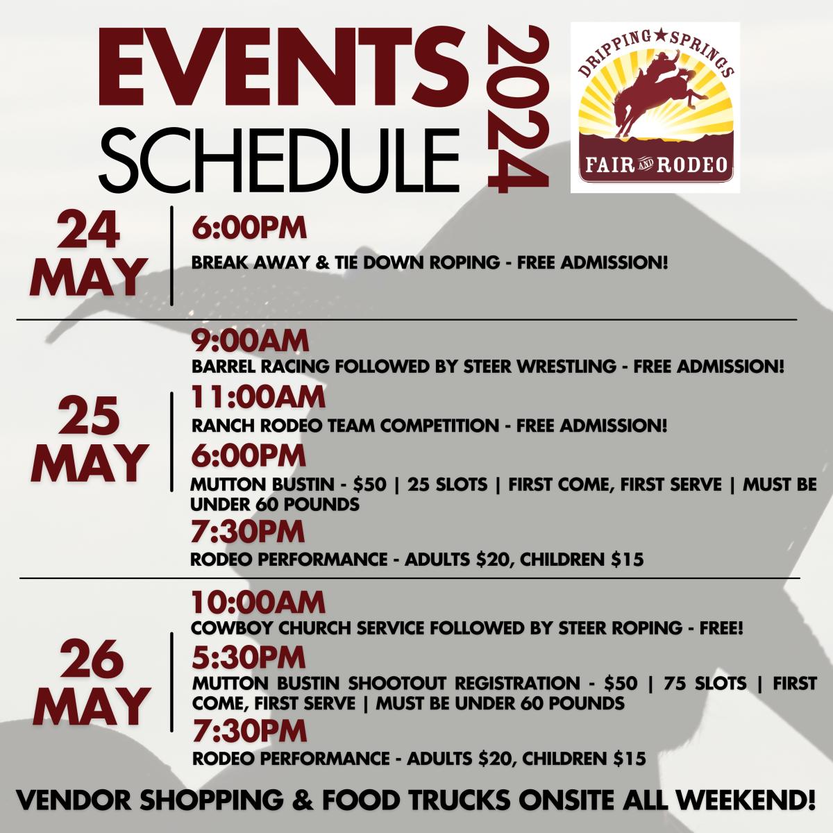 Rodeo Event Schedule